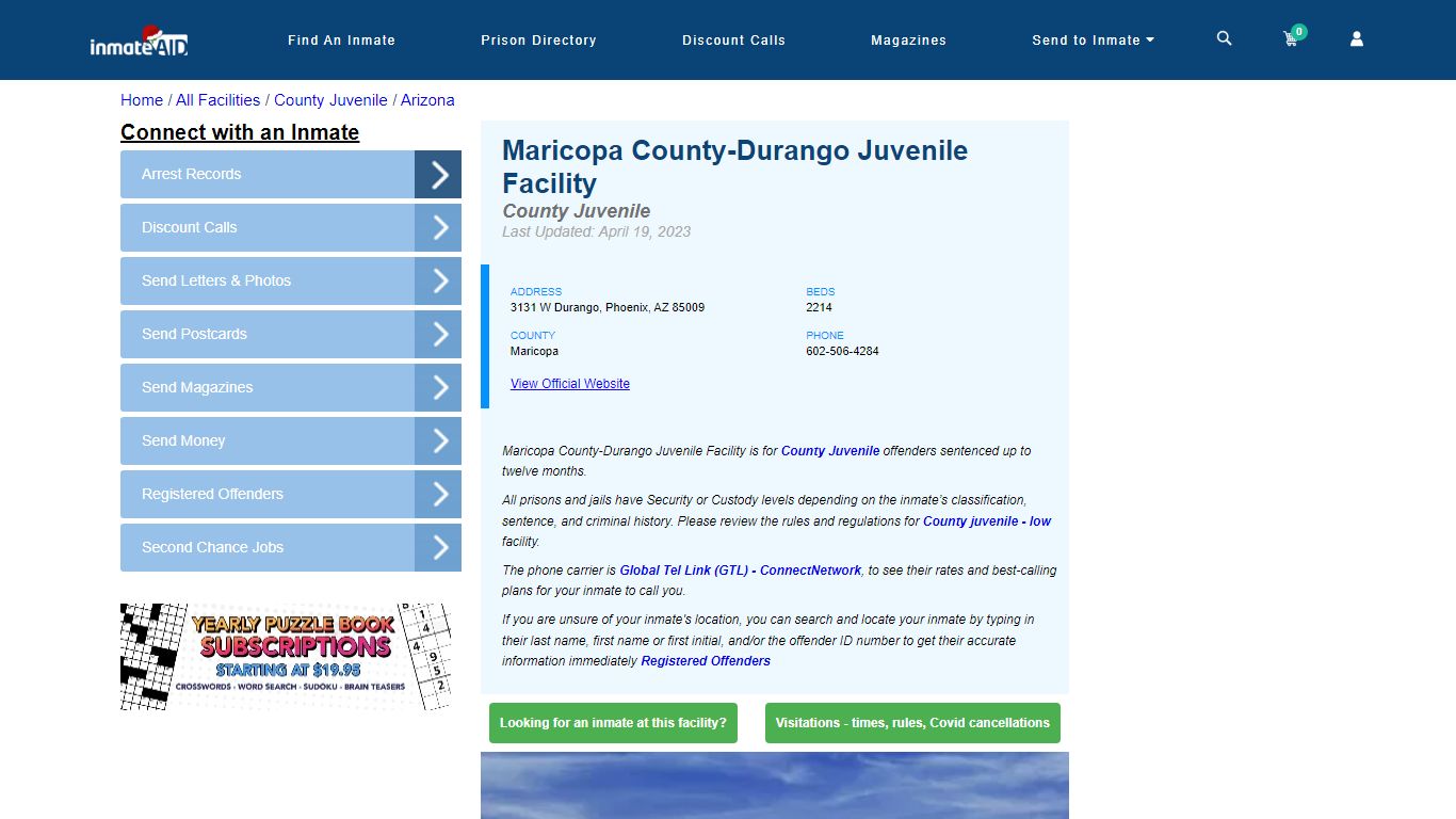 Maricopa County-Durango Juvenile Facility - Phoenix, AZ - InmateAid