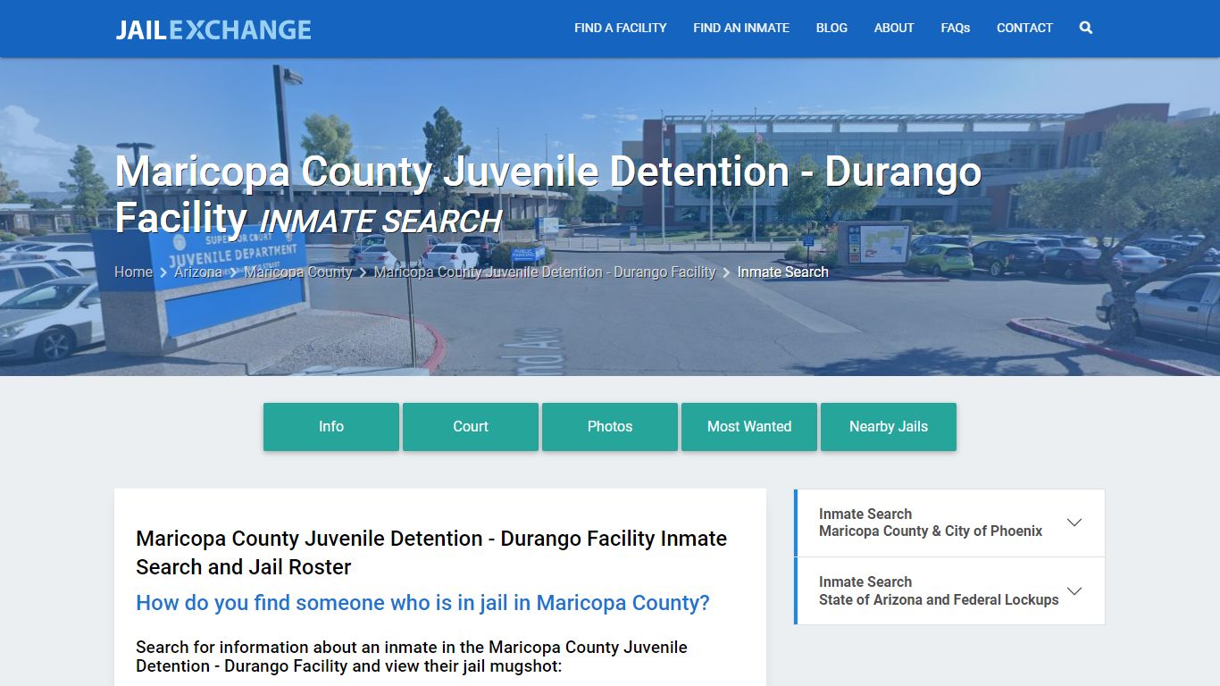 Maricopa County Juvenile Detention - Durango Facility Inmate Search
