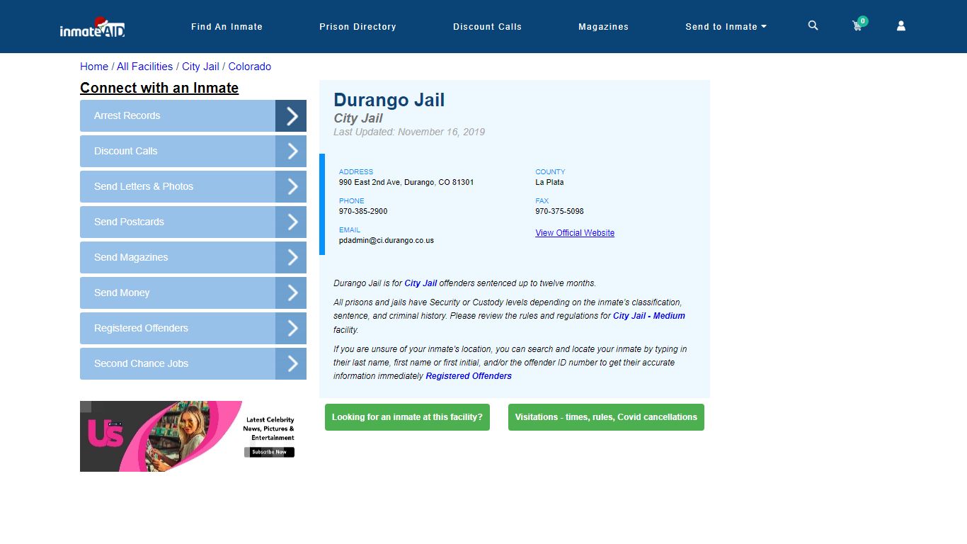 Durango Jail | Inmate Locator